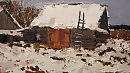 Во дворе у тёти Нины. Этюд.2009г.20х35.х.м.