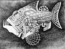 Механическая рыба.тушь,перо.