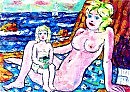 ЖЕНЩИНА С РЕБЁНКОМ НА ПЛЯЖЕ.