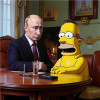 ИИ-К. Владимир Путин проводит совещание с Гомером Симпсоном